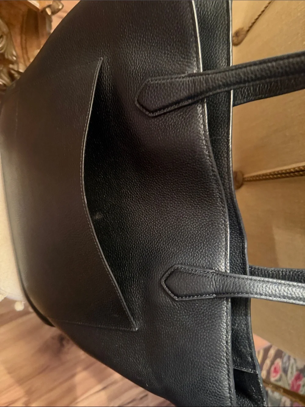 kate spade New York Black Leather Tote Bag with pouch